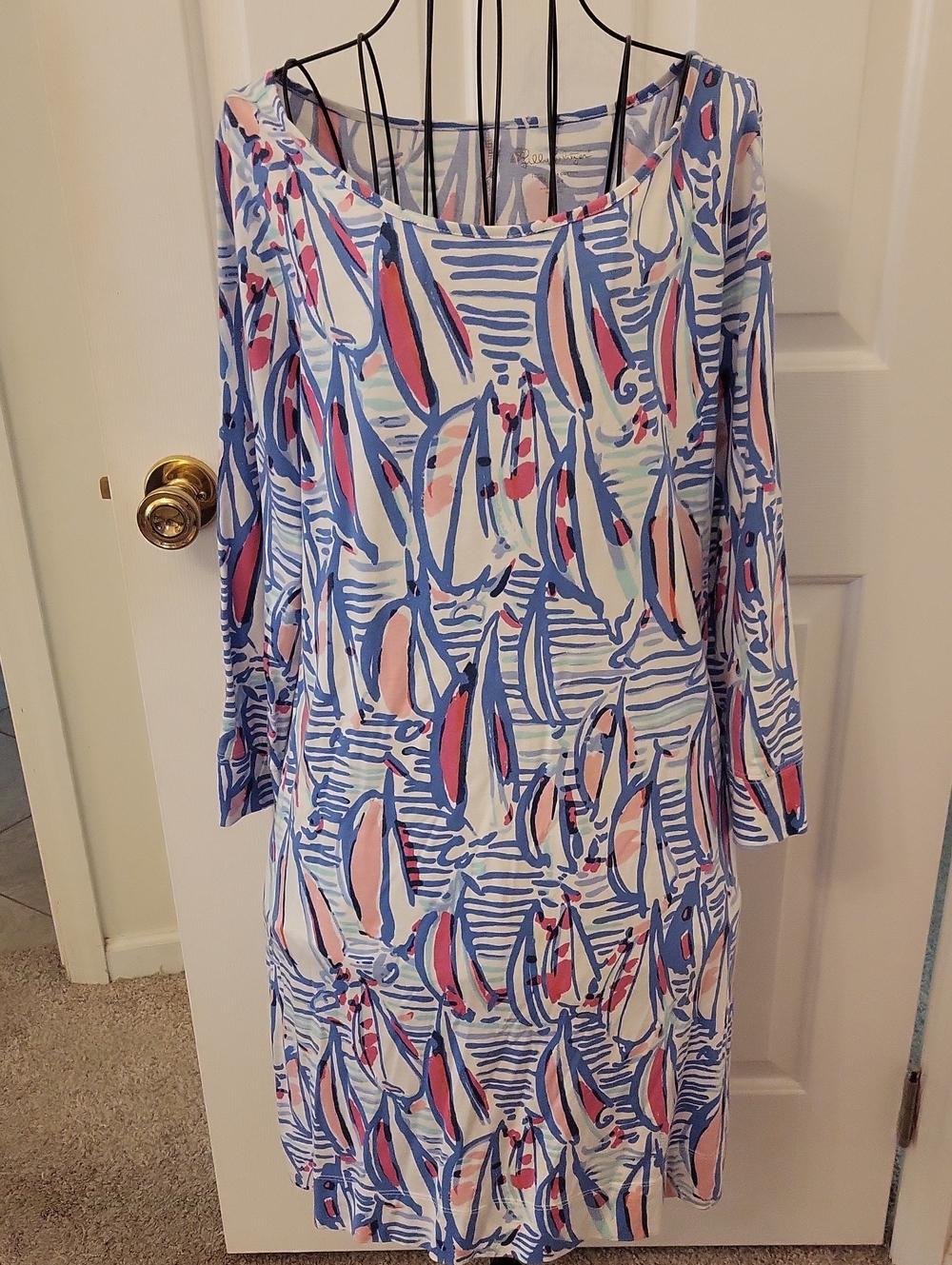 Lilly Marlow Dress Red Right Return Sailboat Print